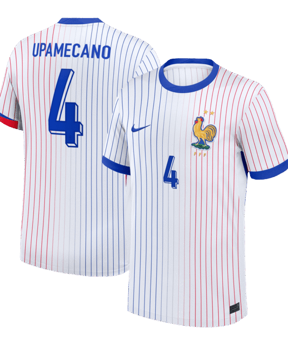 UPAMECANO #4 France Euro Away Soccer Jersey White
