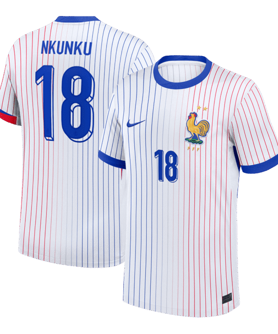 NKUNKU #18 France Euro Away Soccer Jersey White