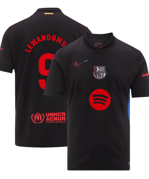 Barcelona LEWANDOWSKI #9 Away Soccer Jersey- Spotify Logo Without Text