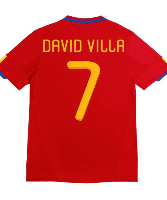 Spain DAVID VILLA #7 Home Soccer Jersey Retro 2010